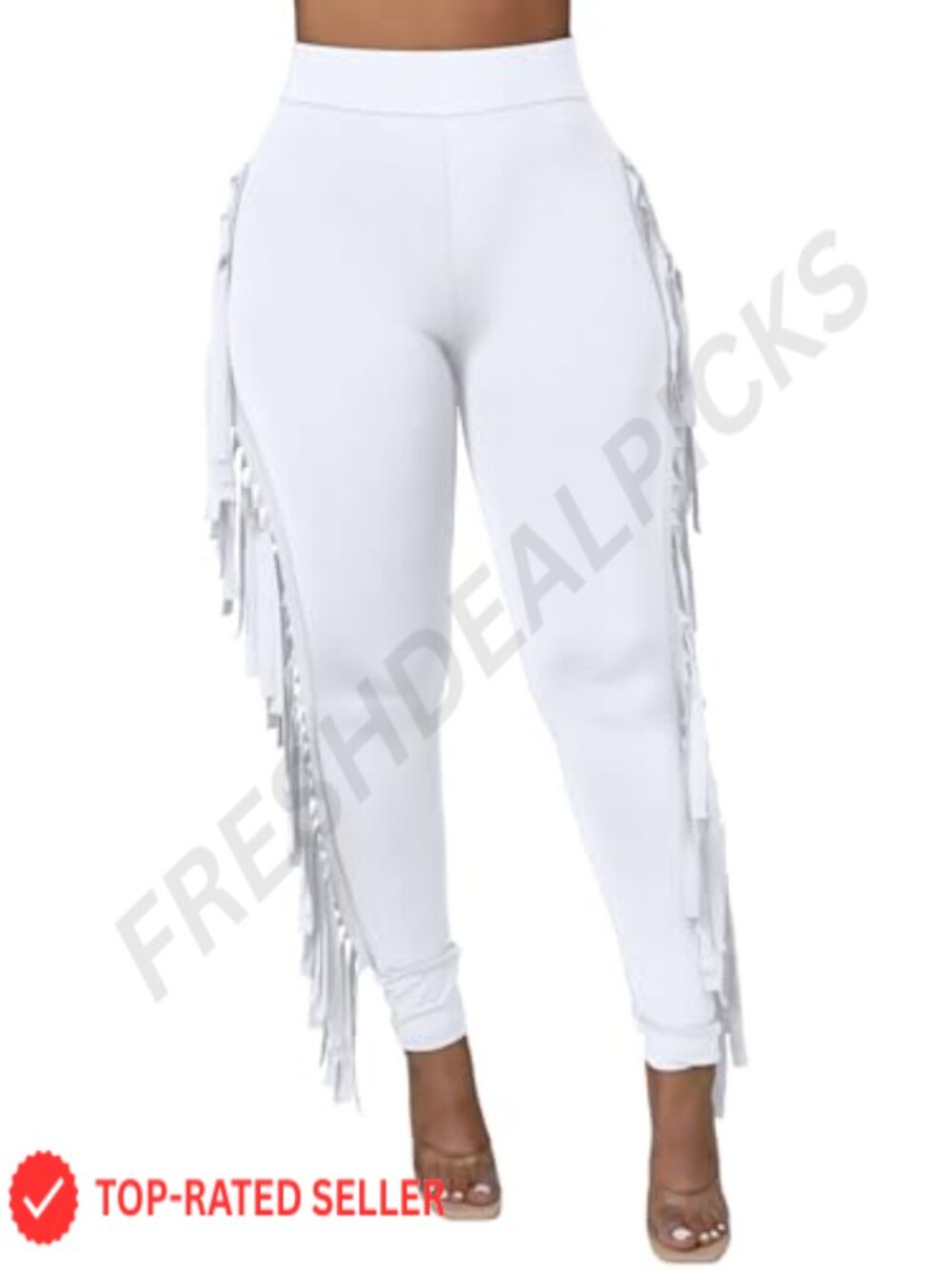 Women's Fringe Tassel High Waist Skinny Leggings Yoga Pants